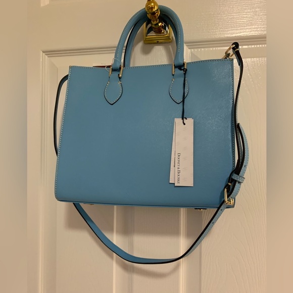 NWT Dooney & Bourke Blue Leather Satchel Bag with a Dust Bag. 10 x 11.5 x 5 “ - Picture 3 of 11